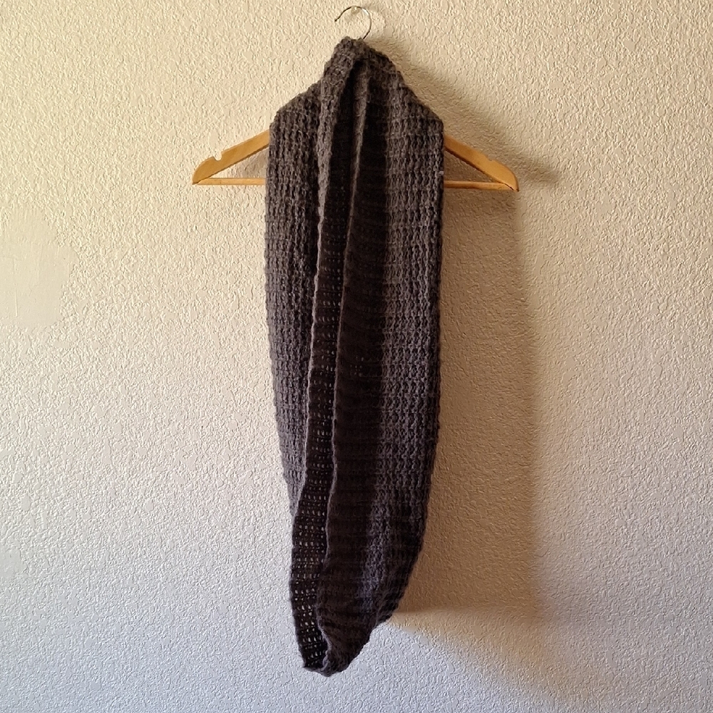 Gray Ribbed Infinity Scarf Cozy Winter Accessory